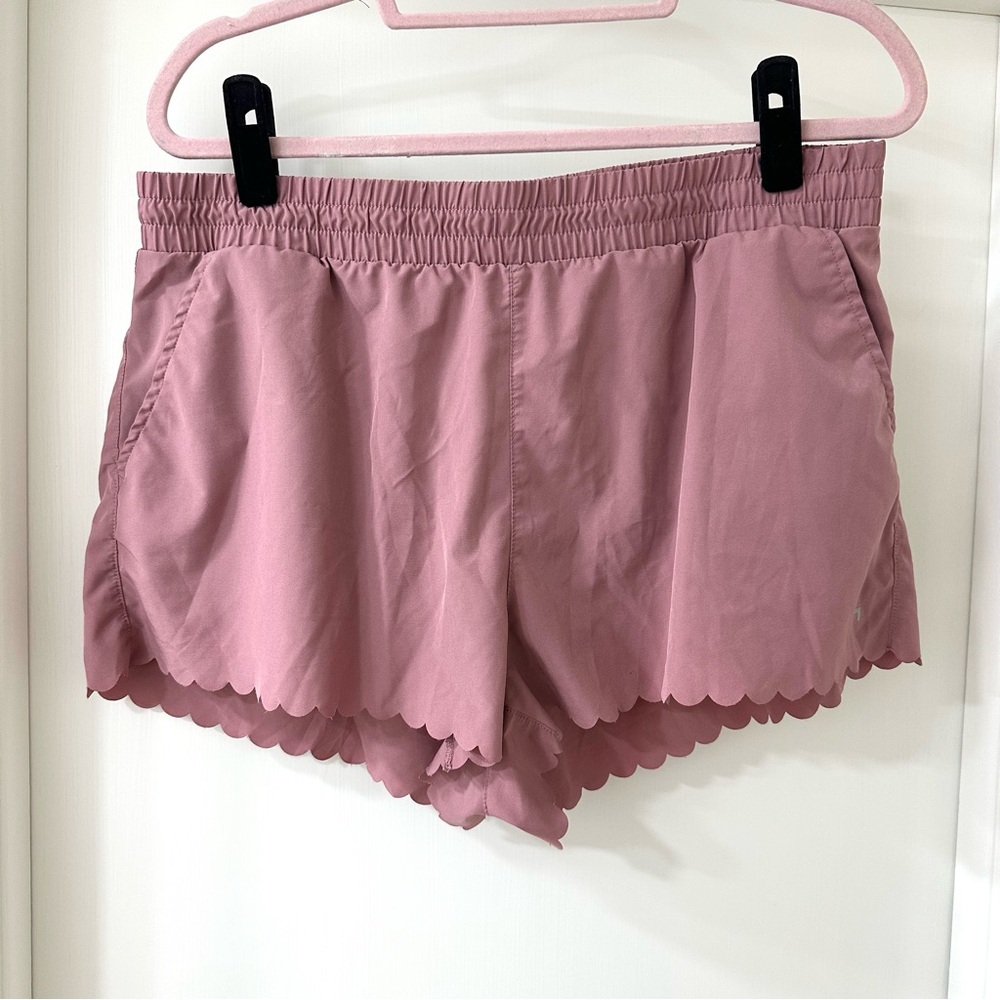 JoyLab Dusty Pink Rose Scalloped Hem Athletic Running Shorts, Size XL